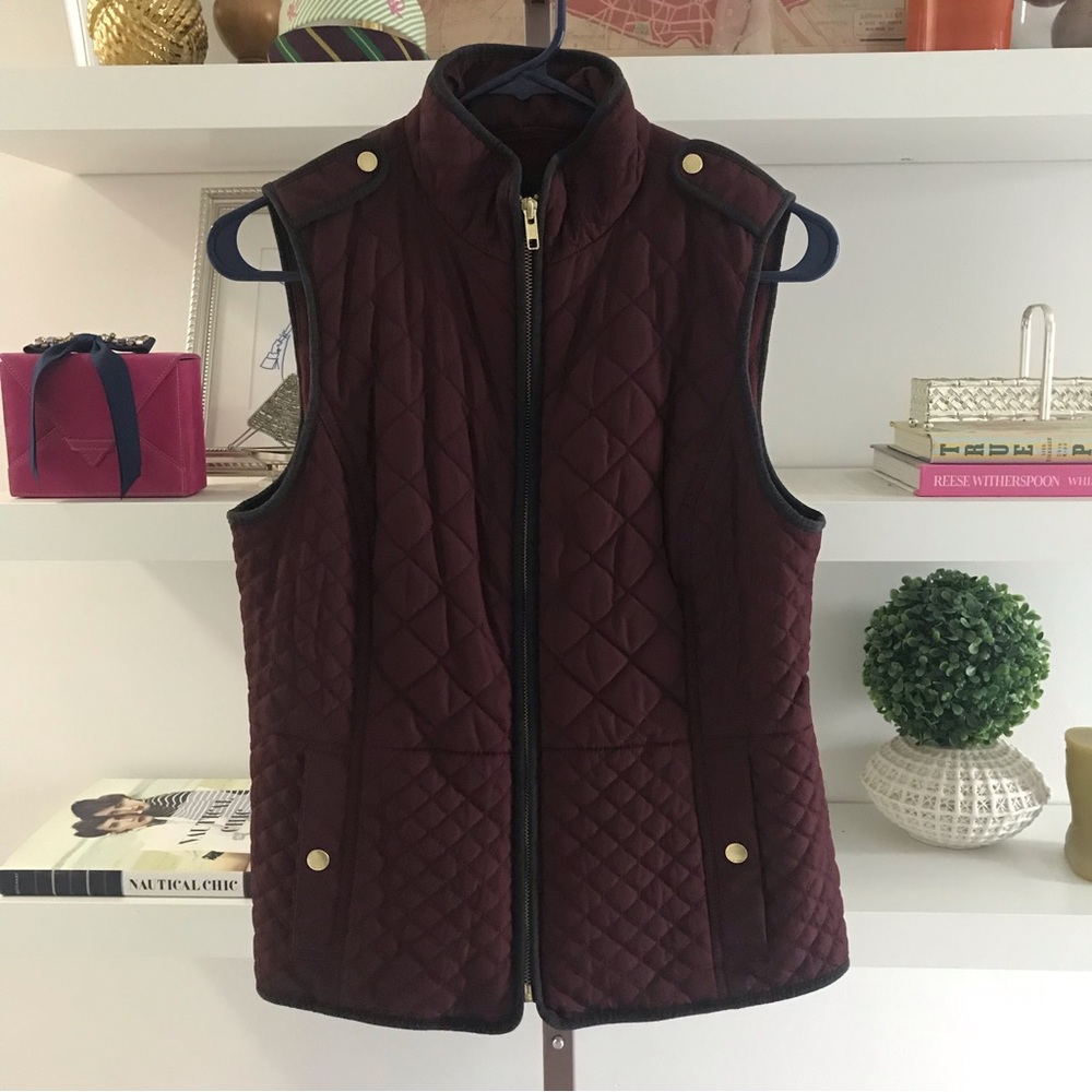 Talbots Maroon/Burgundy/Wine Fleece Lined Diamond Quilted Vest Size XS